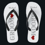 Chanclas Red Heart Groom<br><div class="desc">Divertido,  flops de volteo de boda personalizados</div>