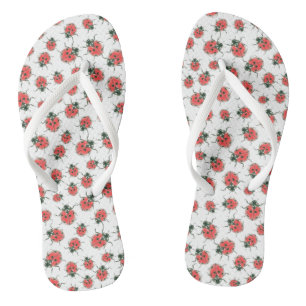 Chanclas Red Ladybugs, patrón de acuarela