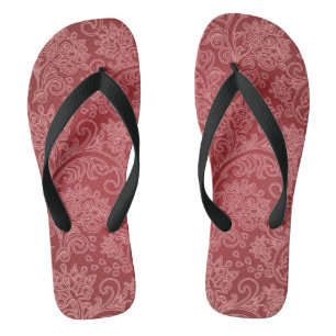 Chanclas Red Paisley Damask Designer Floral Classic