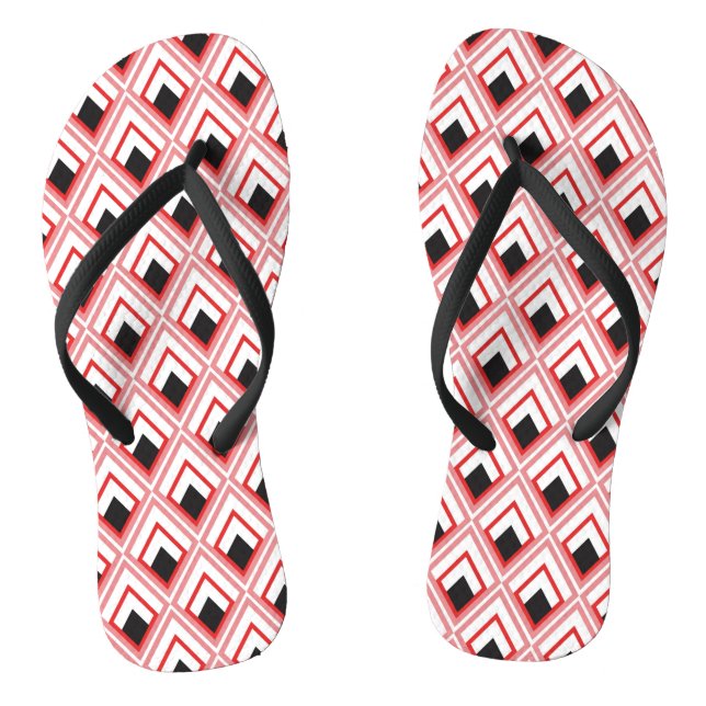 Chanclas Red Pink Rhombuses Pretty Geometric Shapes (Plantilla)