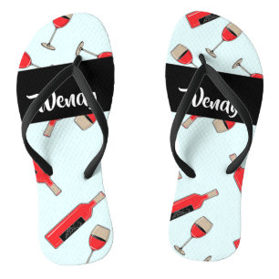 Chanclas Red wine bottles and glasses pattern