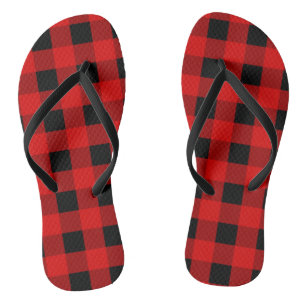 Chanclas Red y Black Buffalo Plaid Holiday gingham