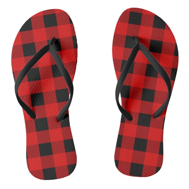 Chanclas Red y Black Buffalo Plaid Holiday gingham (Plantilla)