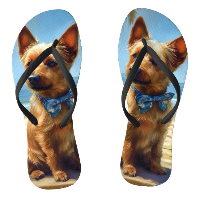 Chanclas Regalo de verano del australiano Terrier On Beach (Plantilla)