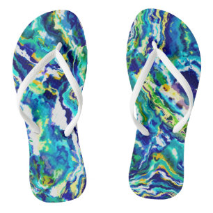 Chanclas remolino abstracto azul y verde