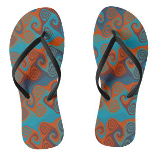 Chanclas Remolino abstracto de naranja y turquesa