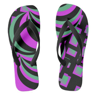 Chanclas Remolinos abstractos de túnel de neón rosa y negro