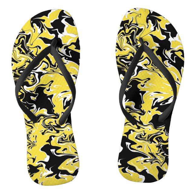 Chanclas Remolinos de negro, blanco y amarillo (Plantilla)