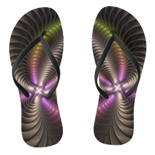 Chanclas Resumen brillante Trippy Colorido arte fractal 3D