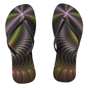 Chanclas Resumen brillante Trippy Colorido arte fractal 3D