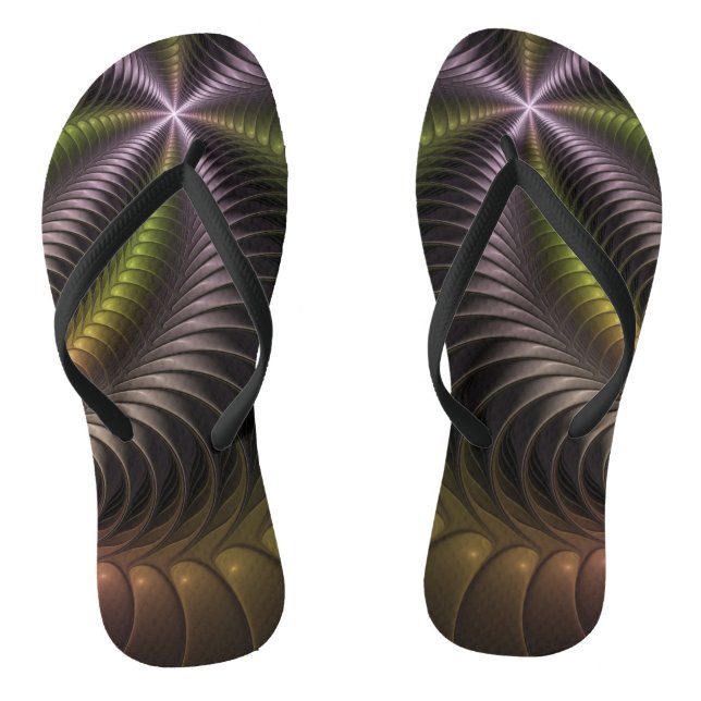 Chanclas Resumen brillante Trippy Colorido arte fractal 3D (Plantilla)
