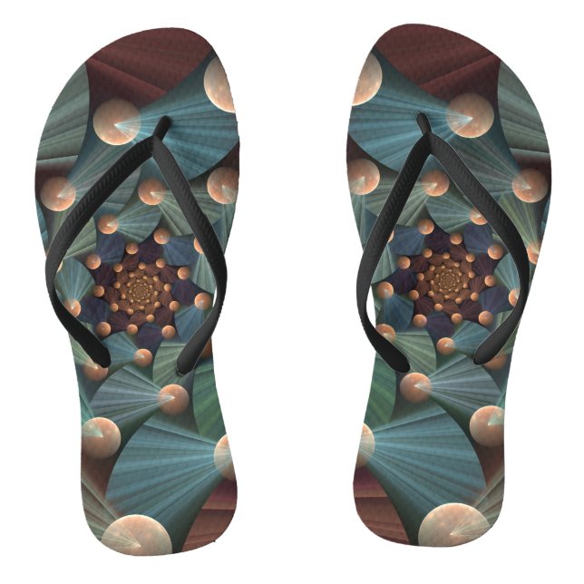 Chanclas Resumen de arte fractal con pizarra marrón profund (Plantilla)