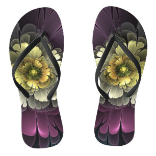 Chanclas Resumen de la flor fractal gris purpur moderna