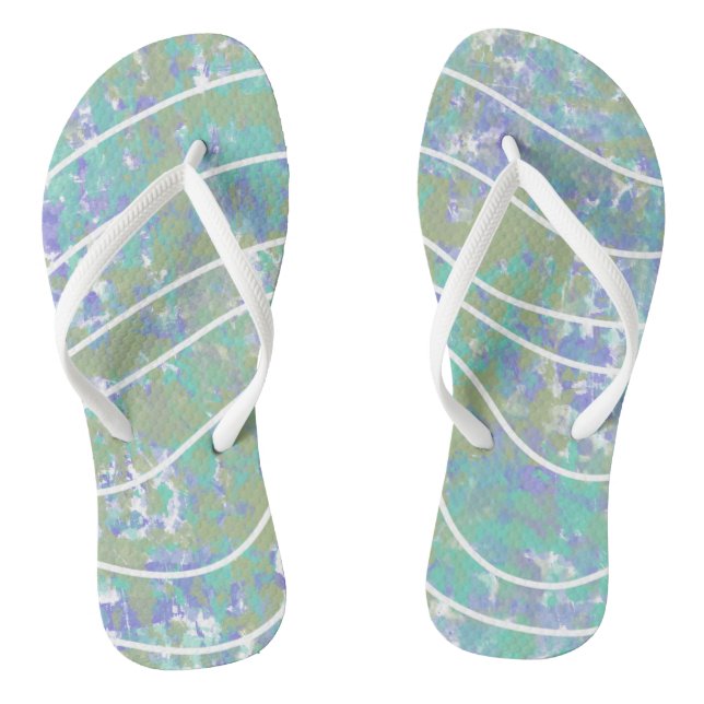 Chanclas Resumen de las olas blancas Green Aqua Purple (Plantilla)