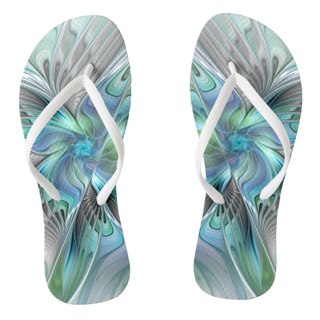 Chanclas Resumen de mariposa azul verde azul Fantasía arte  (Plantilla)
