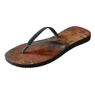 Chanclas Resumen de mármol azul, turquesa y óxido