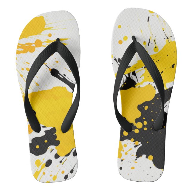 Chanclas Resumen de pinturas amarillas y negras Splash Flip (Plantilla)