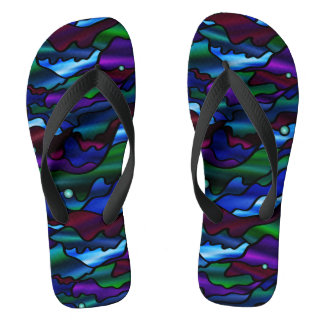 Chanclas Resumen de vidrio manchado del paisaje marino azul
