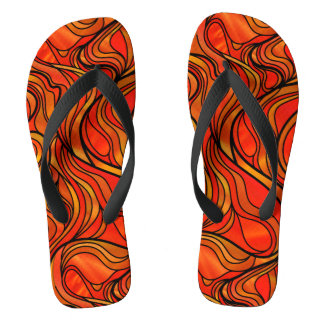 Chanclas Resumen de Vidrio Manchado Psicodélico naranja