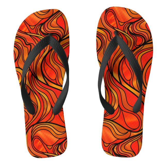 Chanclas Resumen de Vidrio Manchado Psicodélico naranja (Plantilla)