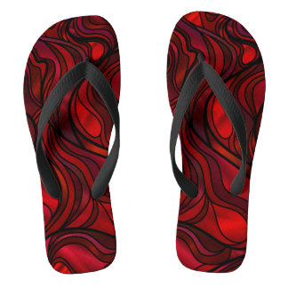 Chanclas Resumen de Vidrio Manchado Psicodélico Rojo