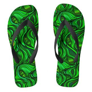 Chanclas Resumen de Vidrio Manchado Psicodélico Verde