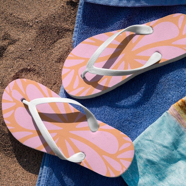 Chanclas Resumen del patrón de ráfagas florales naranja pas (Subido por el creador)