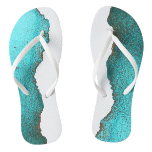 Chanclas Resumen divertido Verde azulado negro y blanco