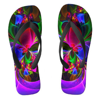 Chanclas Resumen floral moderno Patrón azul rojo del arte #