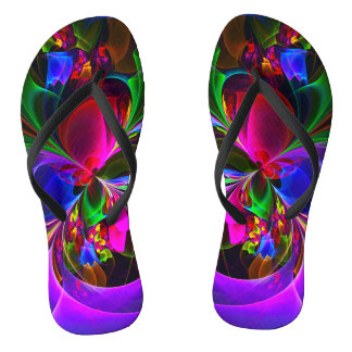 Chanclas Resumen floral moderno Patrón azul rojo del arte #