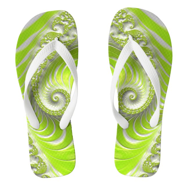 Chanclas Resumen Fractal de espiral verde limón (Plantilla)