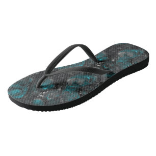 Chanclas Resumen gris y blanco turquesa