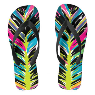 Chanclas Resumen Hoja tropical vibrante multicolor