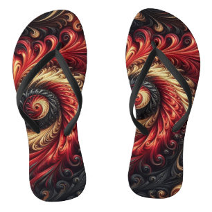 Chanclas Resumen moderno giratorio rojo, negro y oro