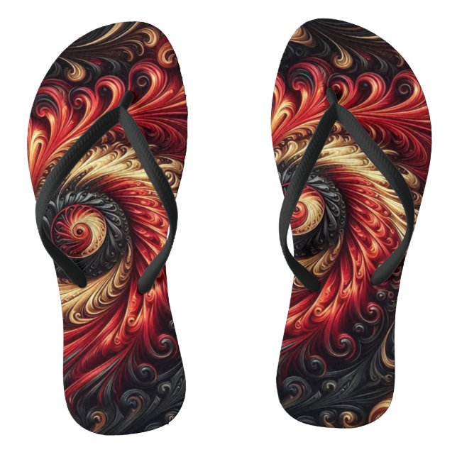 Chanclas Resumen moderno giratorio rojo, negro y oro (Plantilla)