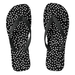 Chanclas Resumen moderno Punto de Polka Cute Negro y Blanco