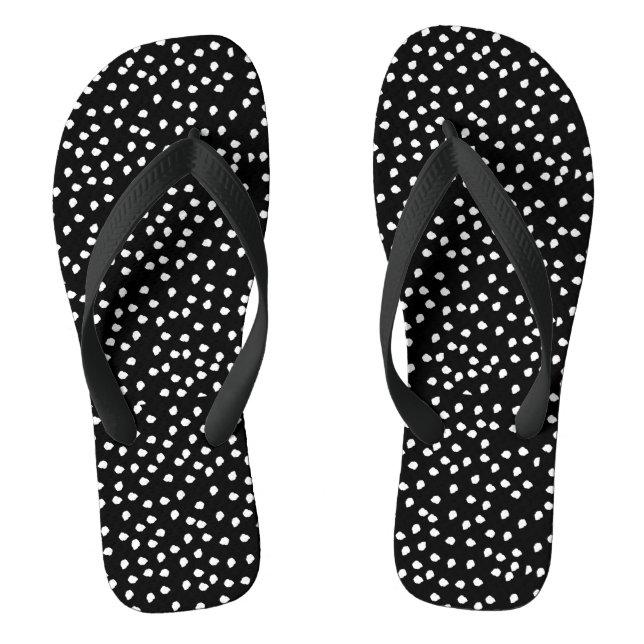 Chanclas Resumen moderno Punto de Polka Cute Negro y Blanco (Plantilla)