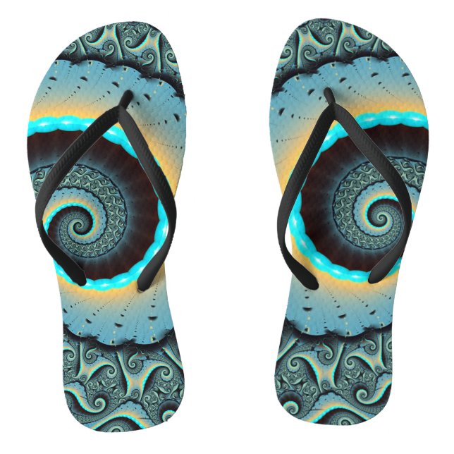 Chanclas Resumen Naranja azul turquesa espiral de arte frac (Plantilla)