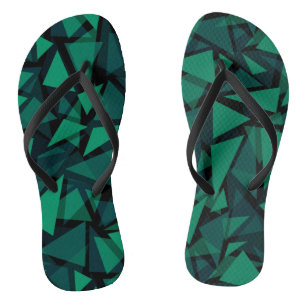 Chanclas Resumen patrón poligonal esmeralda verde arrojar p