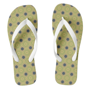 Chanclas Resumen retro Modelo de flores negras y amarillas