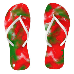 Chanclas Resumen rojo, blanco y verde