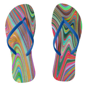 Chanclas Resumen Trippy Red, Verde y Azul Arte Groovy