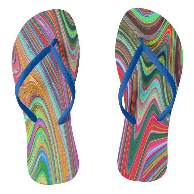 Chanclas Resumen Trippy Red, Verde y Azul Arte Groovy (Plantilla)