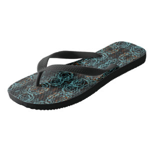Chanclas Resumen turquesa y naranja