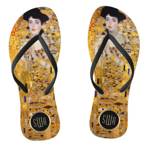 Chanclas Retrato Gustav Klimt Adele en oro con monograma
