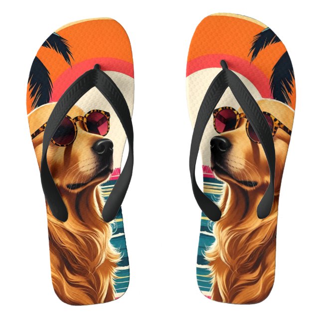 Chanclas Retro Dog Sunglasses Vintage Sunset Beach  (Plantilla)