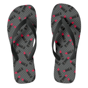 Chanclas Retro, lápiz labial rojo