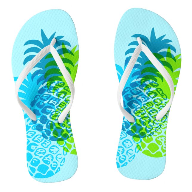 Chanclas Reversible tropical hawaiano de la piña de Momona (Plantilla)