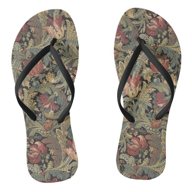 Chanclas Rich Floral Tapestry Brocade Antiguo Clásico (Plantilla)