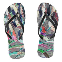 Rocky Meadow Watercolor Resumen Arte Flip Flops